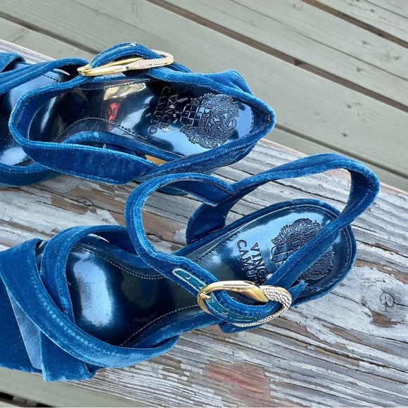 Vince Camuto Iza Velvet Dress Sandals Platform Magenta Strappy Size 6.5 - Picture 2 of 6